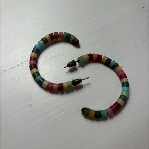 Noonday Multicolored Bead Hoop Earrings - Picture 2 of 3